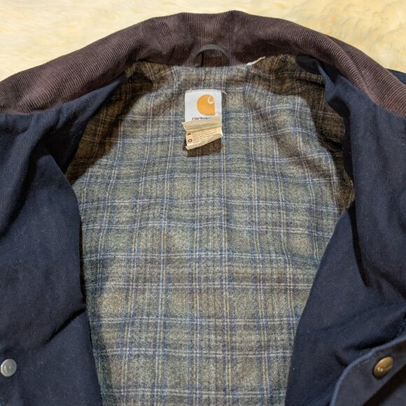 Carhartt Navy Blue Chore Coat Blanket Lined Size XL - Picture 11 of 13